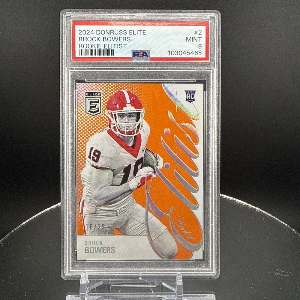 2024 Donruss Elite Brock Bowers Rookie Elitist Orange /25 PSA 9 RC #2